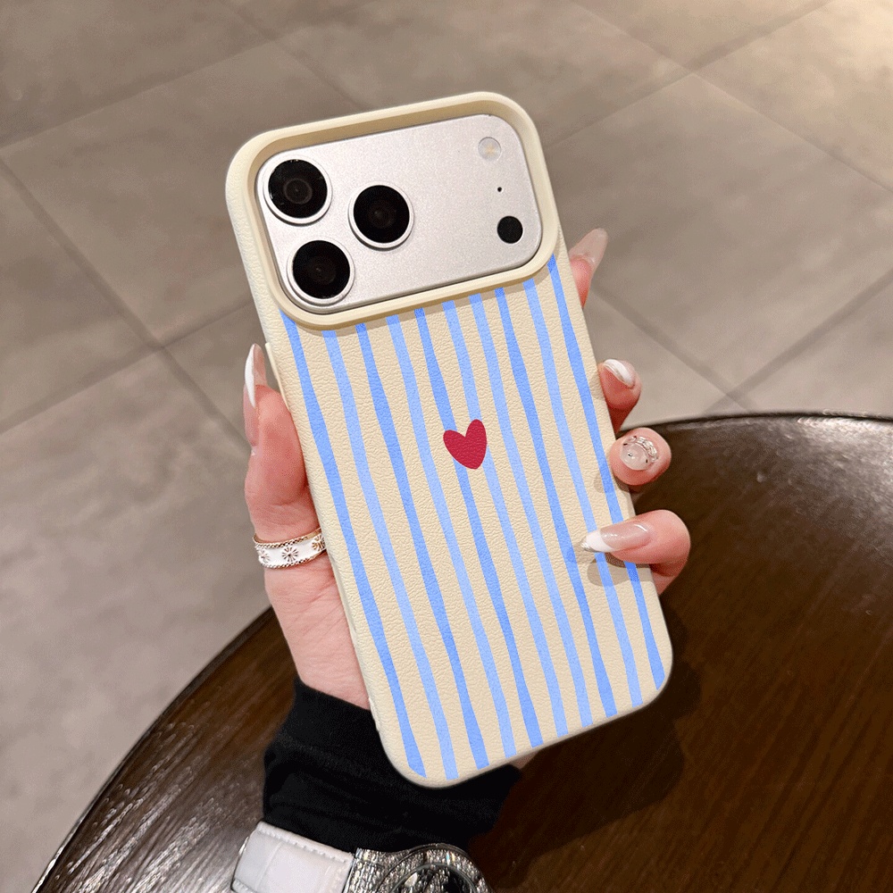 Apple Iphone 15 Pro Max - Casing Ponsel Motif Garis Vertikal Hati